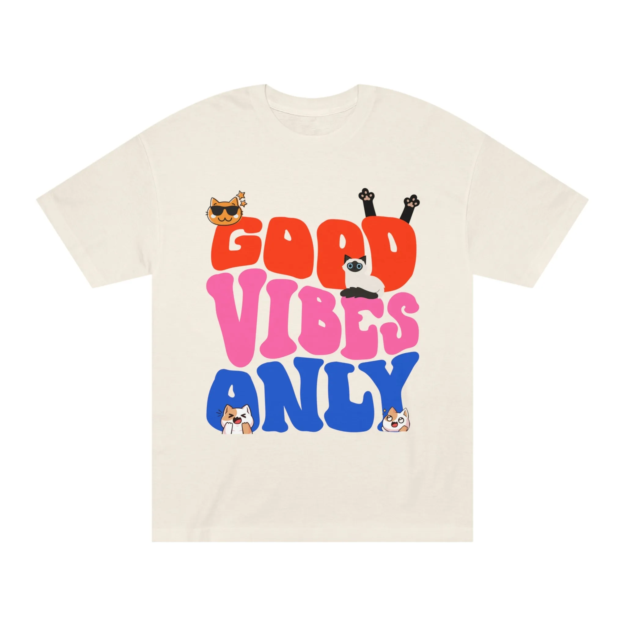 Good Vibes Only Cat POD Unisex Classic Tee