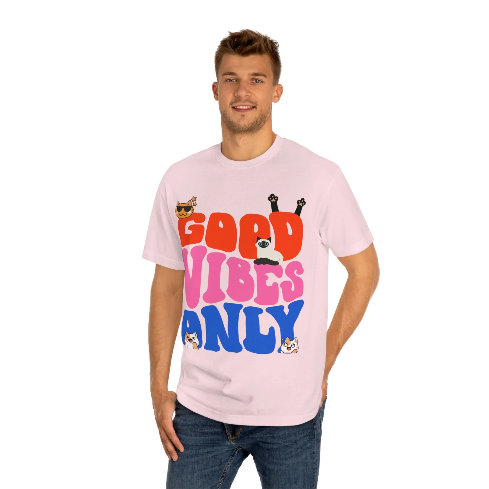 Good Vibes Only Cat POD Unisex Classic Tee