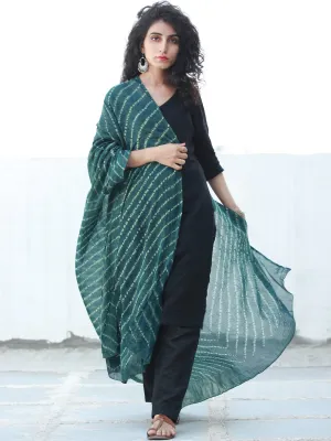 Green Ivory Cotton Hand Block Printed Dupatta  - D04170471