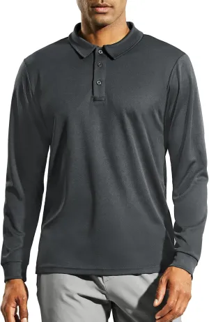 Haimont Men's Polo Shirts Golf Long Sleeve Lightweight Polyester Collared Tshirt Moisture Wicking Regular Fit