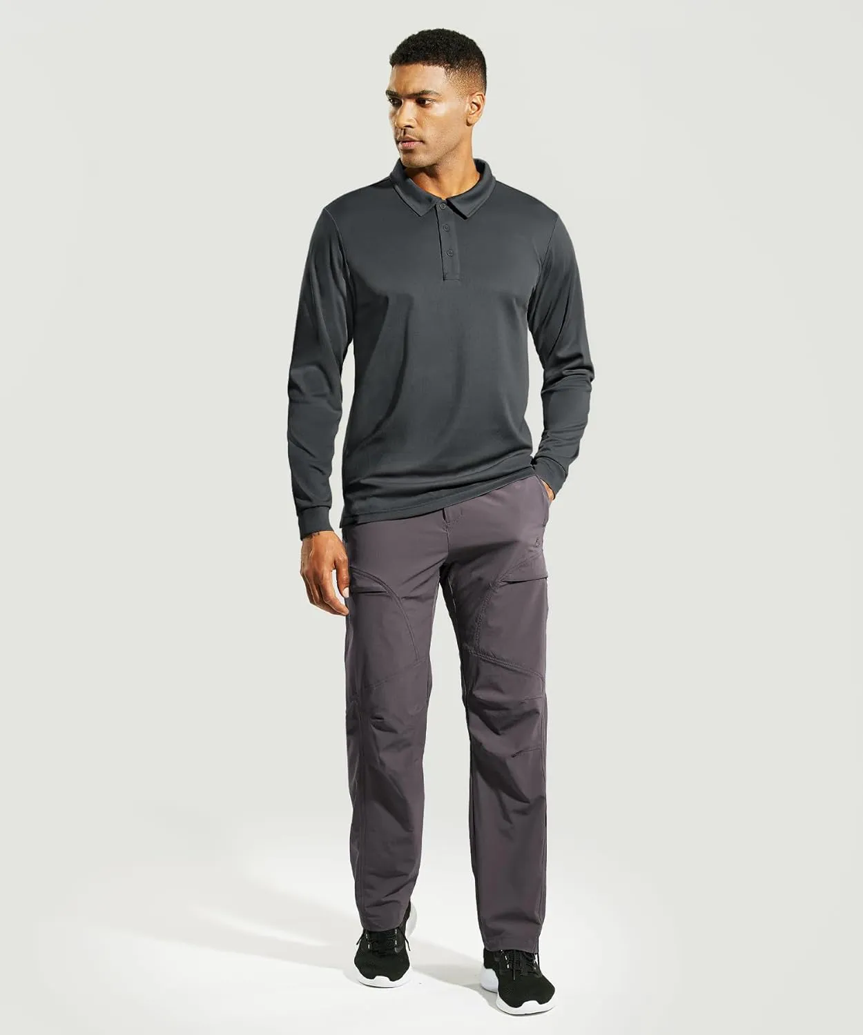 Haimont Men's Polo Shirts Golf Long Sleeve Lightweight Polyester Collared Tshirt Moisture Wicking Regular Fit