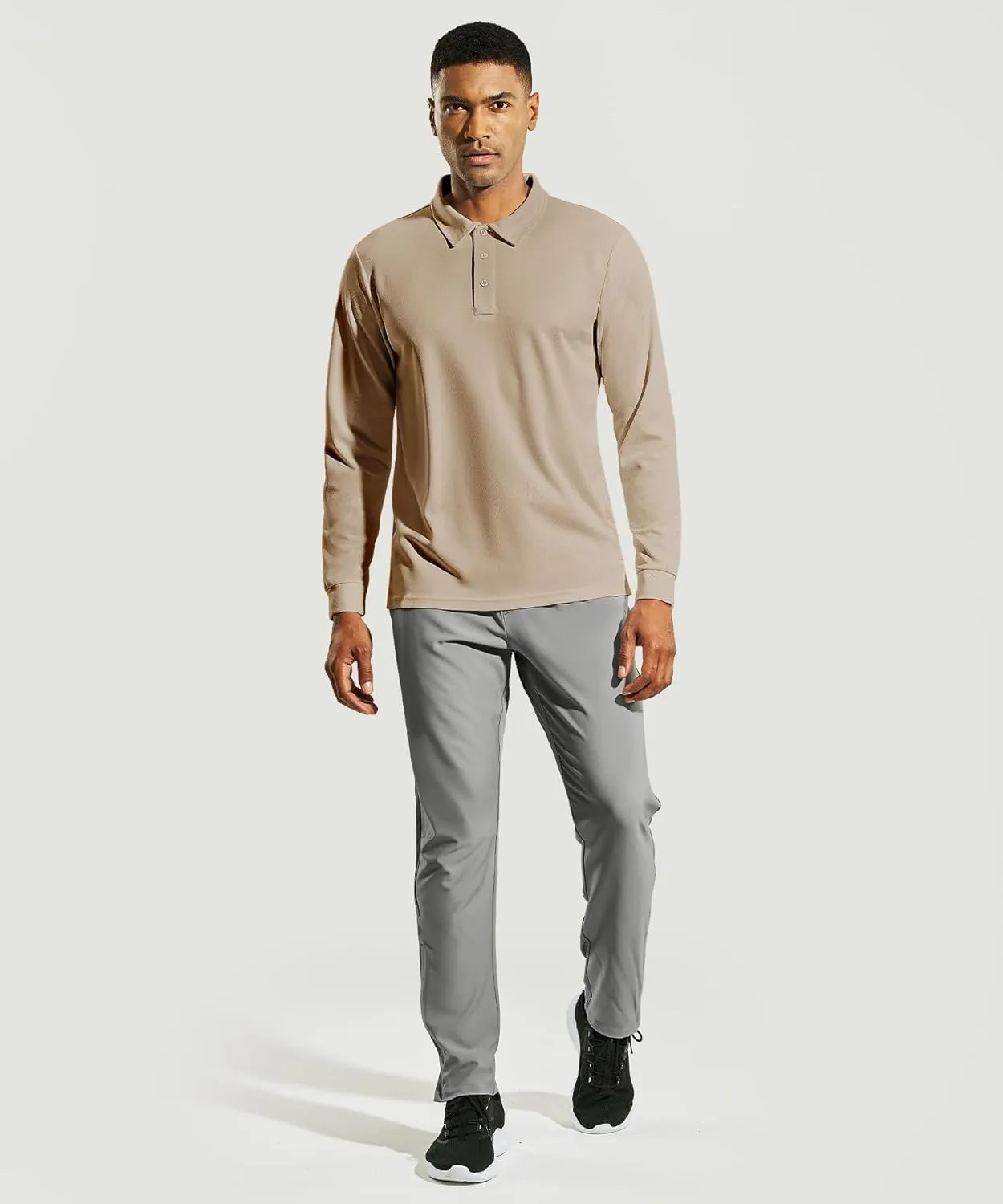 Haimont Men's Polo Shirts Golf Long Sleeve Lightweight Polyester Collared Tshirt Moisture Wicking Regular Fit