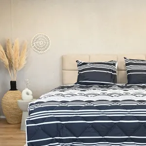 HappyDuvet Black Lines - 100% Cotton all season Coverless duvet