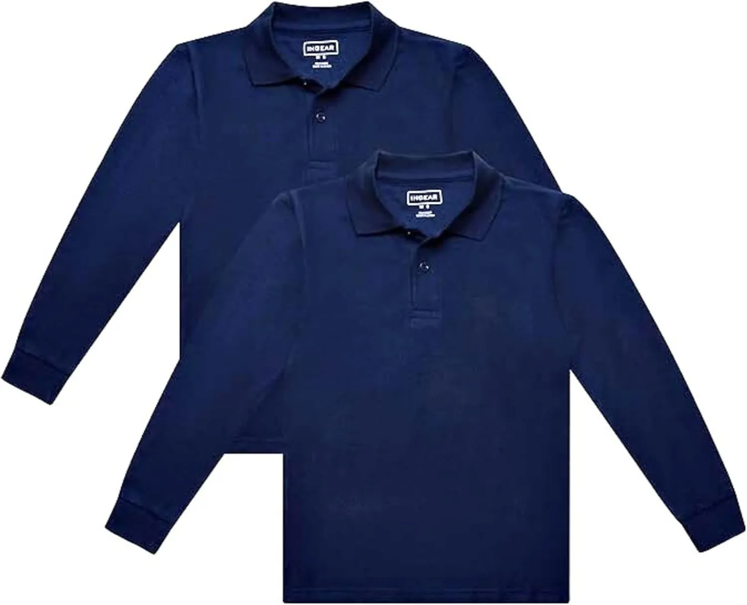 INGEAR Boys Long Sleeve Polo Shirt - School Uniforms/Golf/Casual Wear 2PK