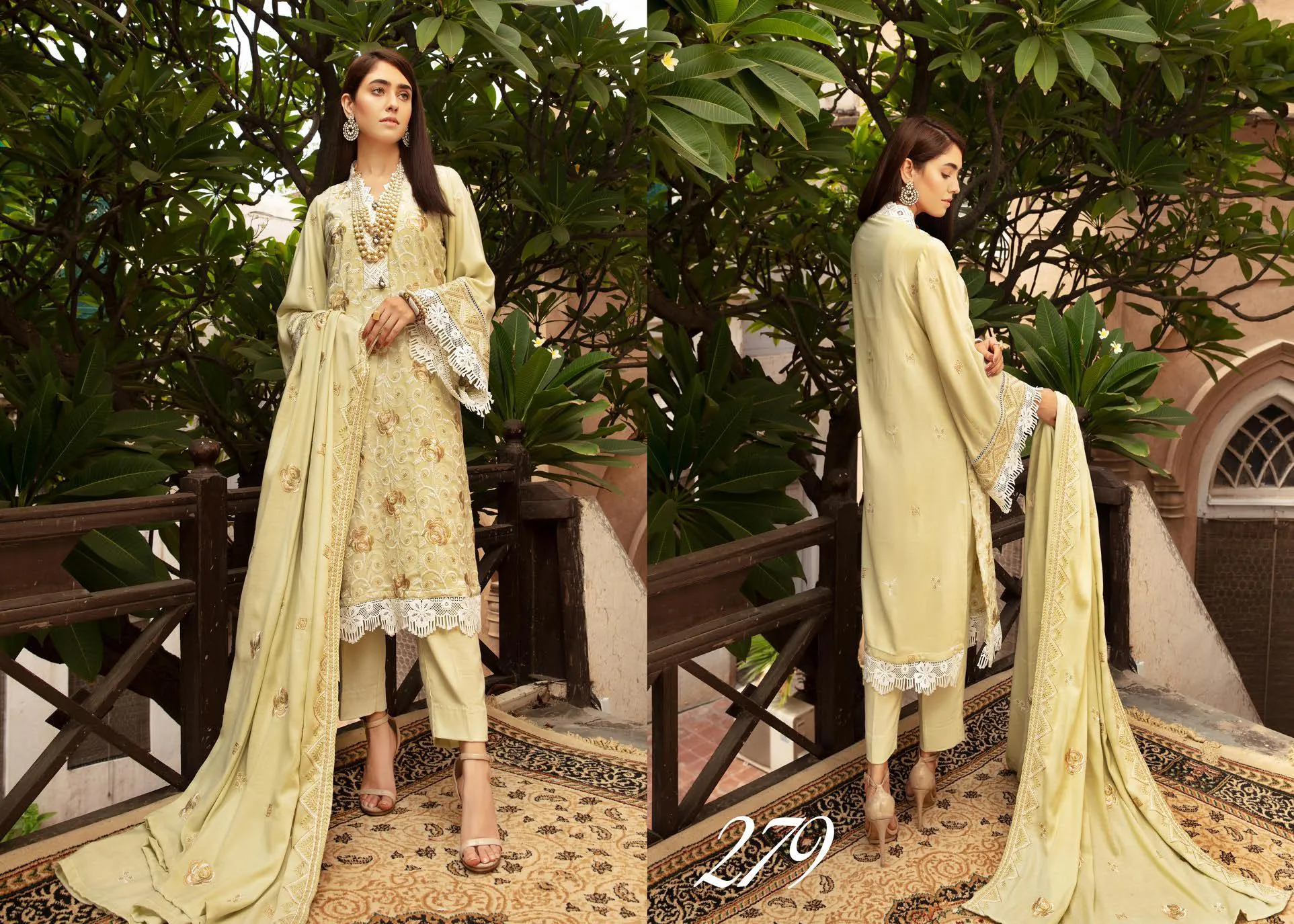 Khoobseerat by Shaista - Peach Embroidery Winter Collection (with Wool Shawl) – DN-279