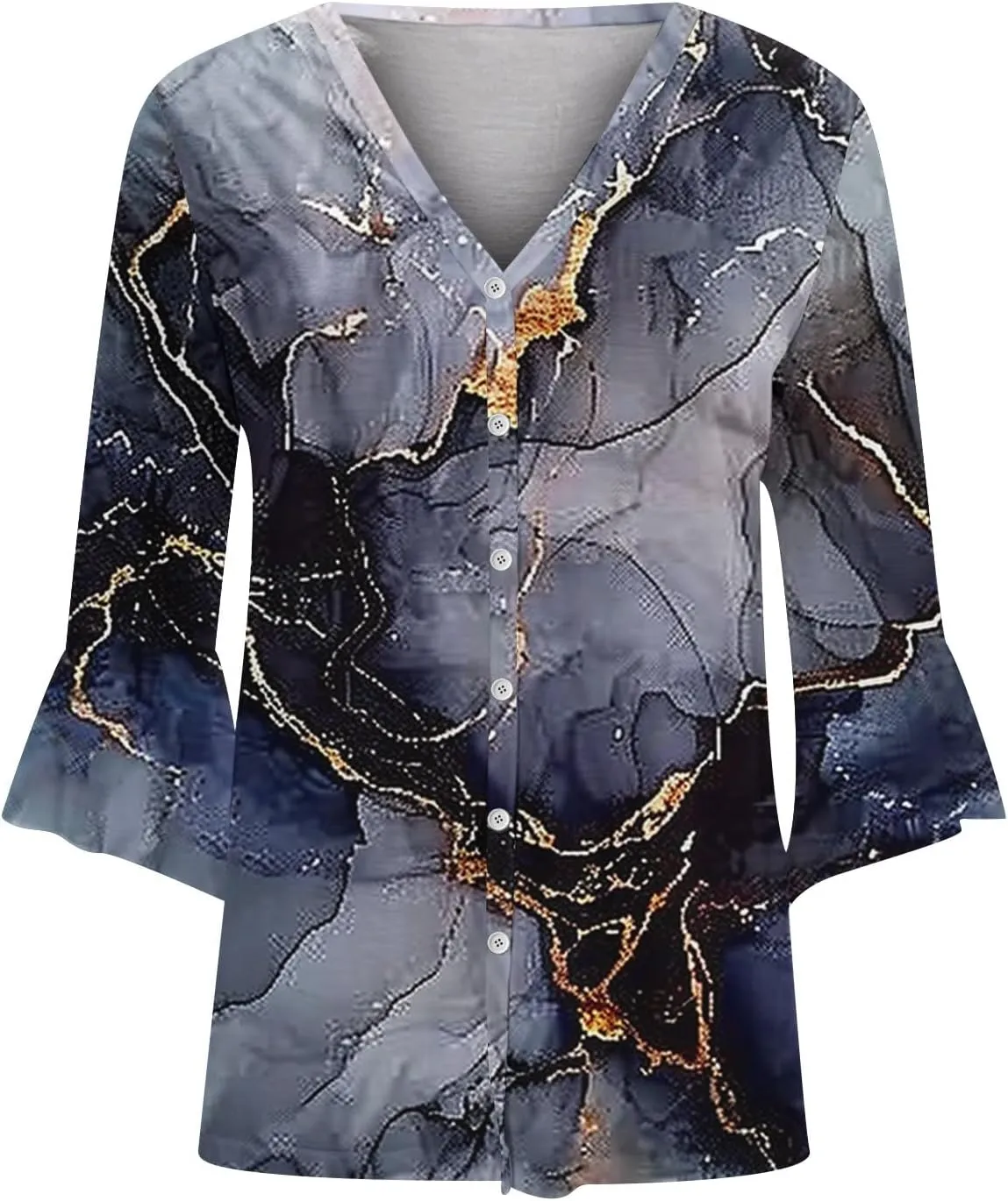 Kimonos for Women Lightweight Loose Beach Cover Ups 3/4 Puff Sleeve Boho Floral Print Shirt Resort Wear Summer Tops