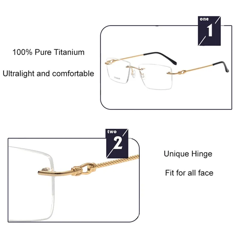 Krasivyy Men's Rimless Square Titanium  Eyeglasses Kr16061