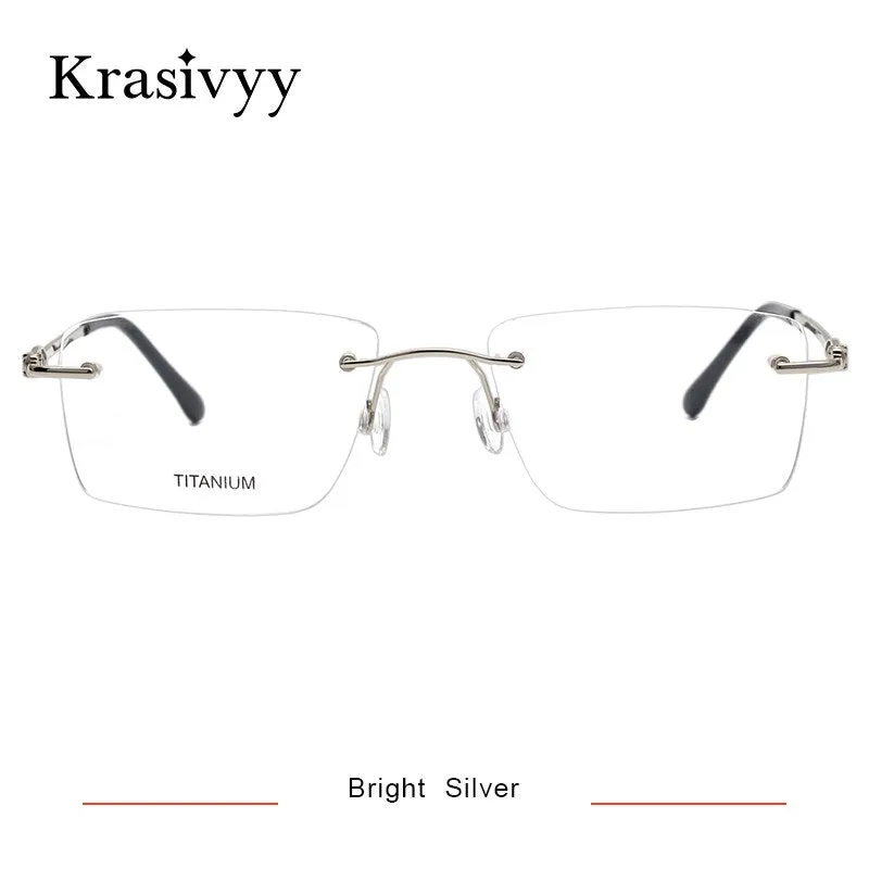 Krasivyy Men's Rimless Square Titanium  Eyeglasses Kr16061