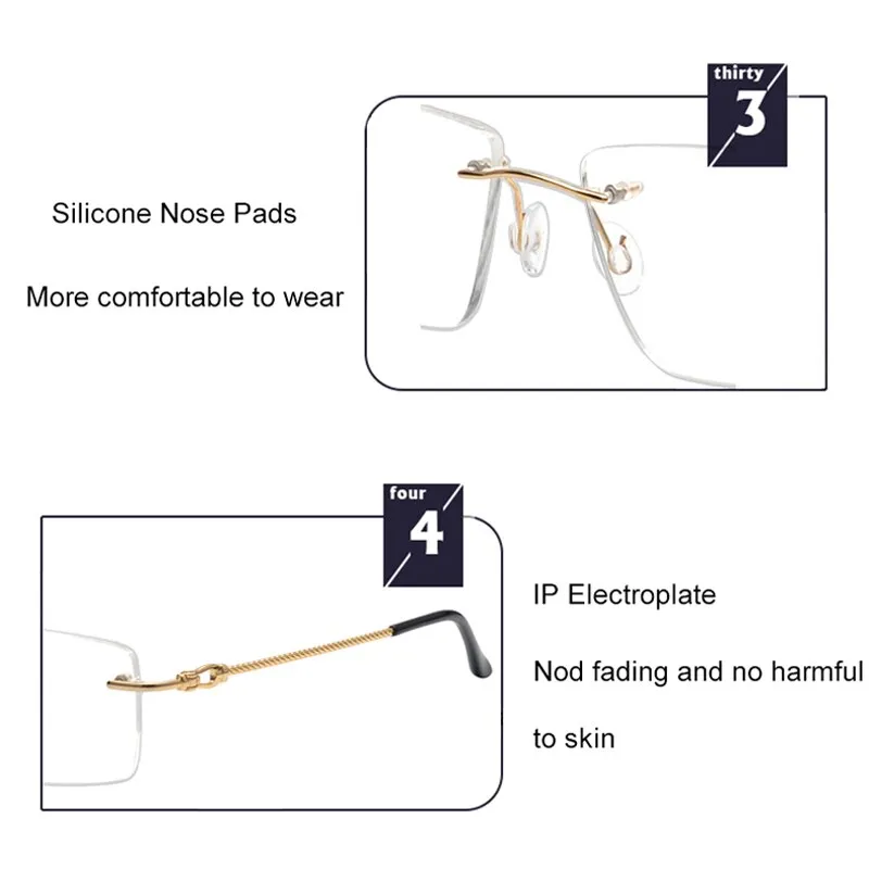 Krasivyy Men's Rimless Square Titanium  Eyeglasses Kr16061