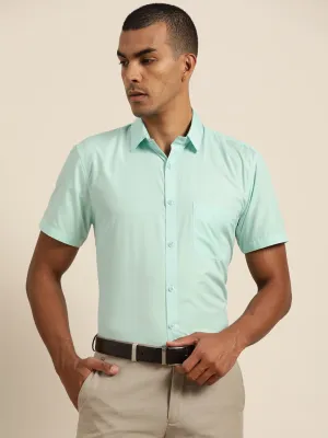 Men's Cotton Light Green Classic Formal Shirt - Sojanya