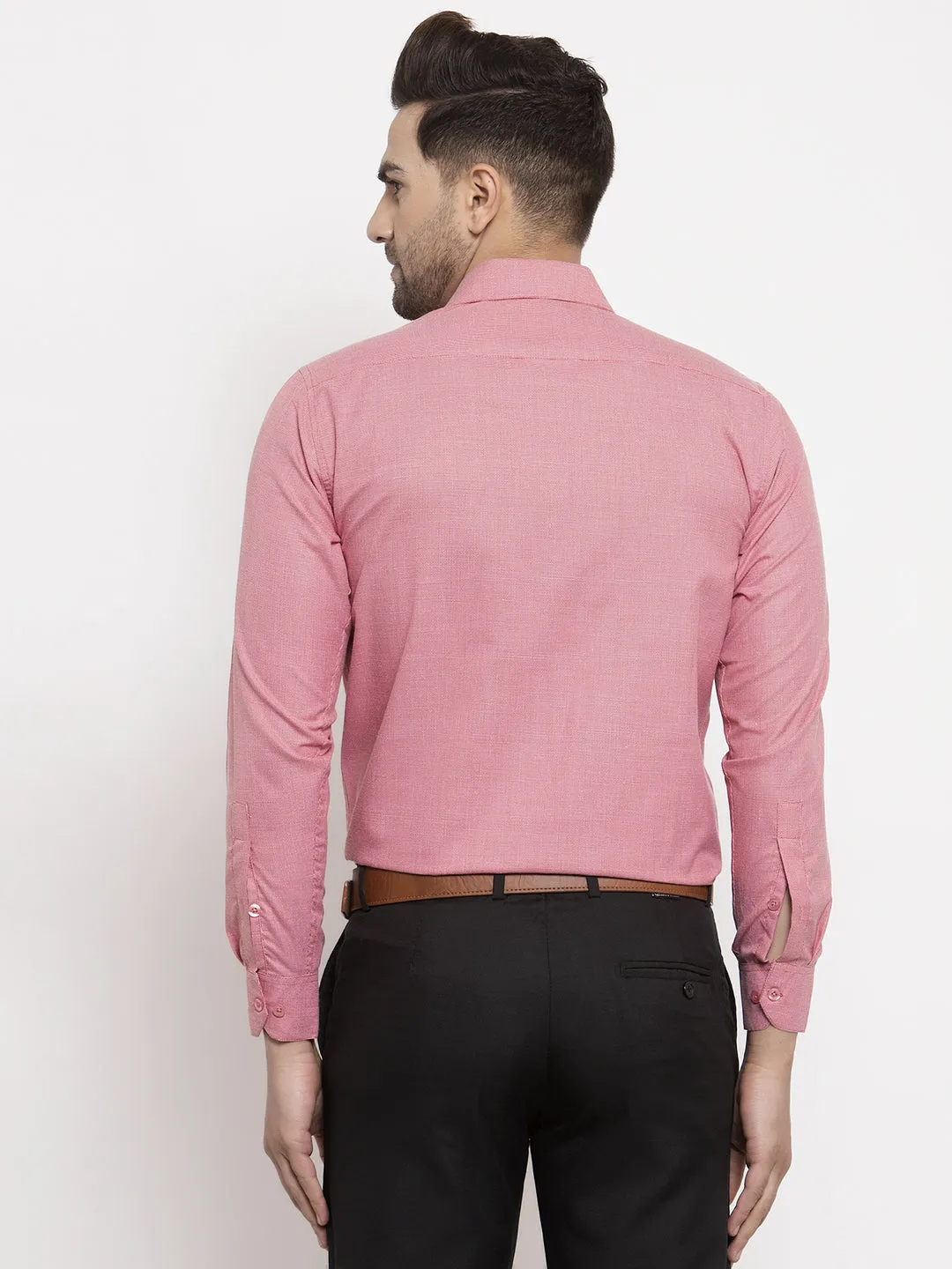 Men's Red Cotton Geometric Formal Shirts ( SF 434Red ) - Jainish