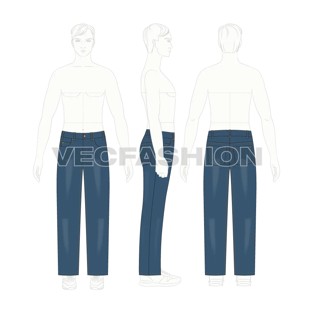 Mens Straight Cut Denim Jeans