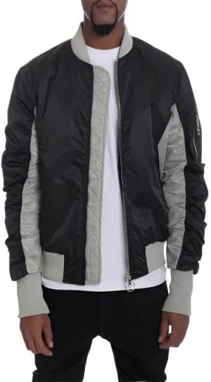 Mens Two-Tone Color Block Bomber Jackets 3 Color Options BLACK/L