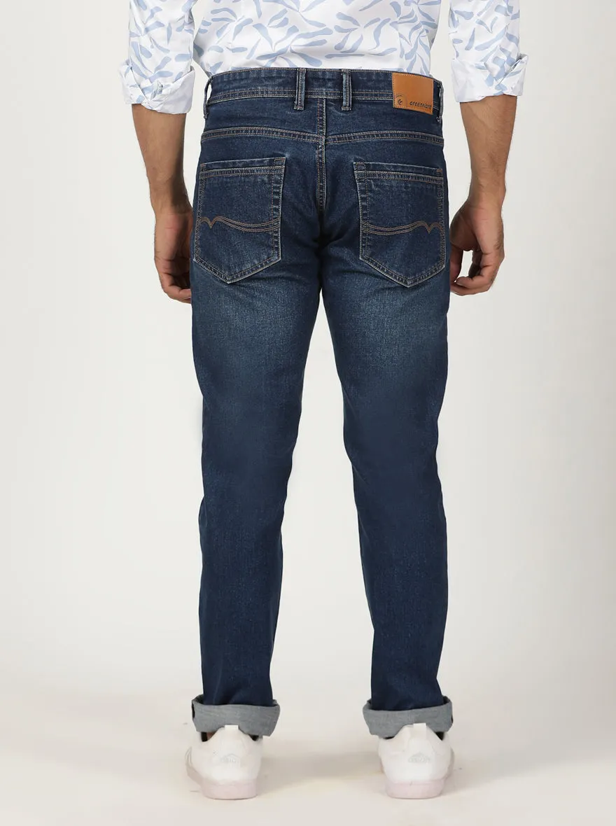 Mid Blue Washed Slim Fit Jeans | Greenfibre