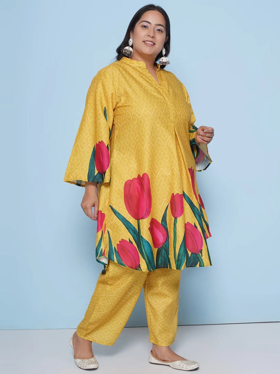 Mustered Color Printed kurta with Pants