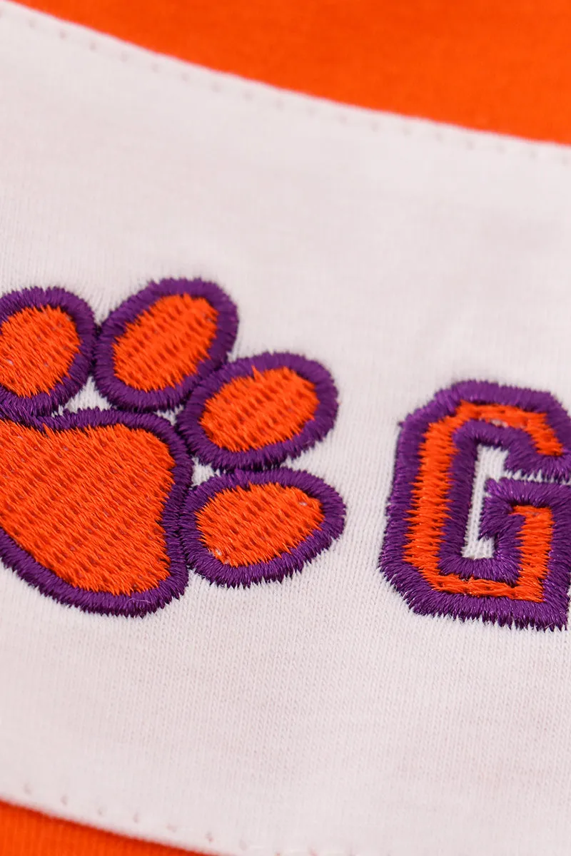 Orange GO TIGERS embroidery boy top