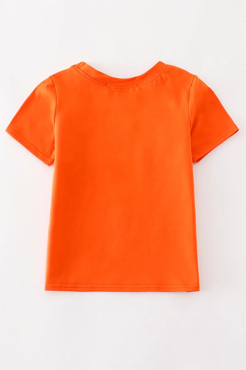 Orange GO TIGERS embroidery boy top