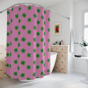 Pink Clover Polyester Shower Curtain