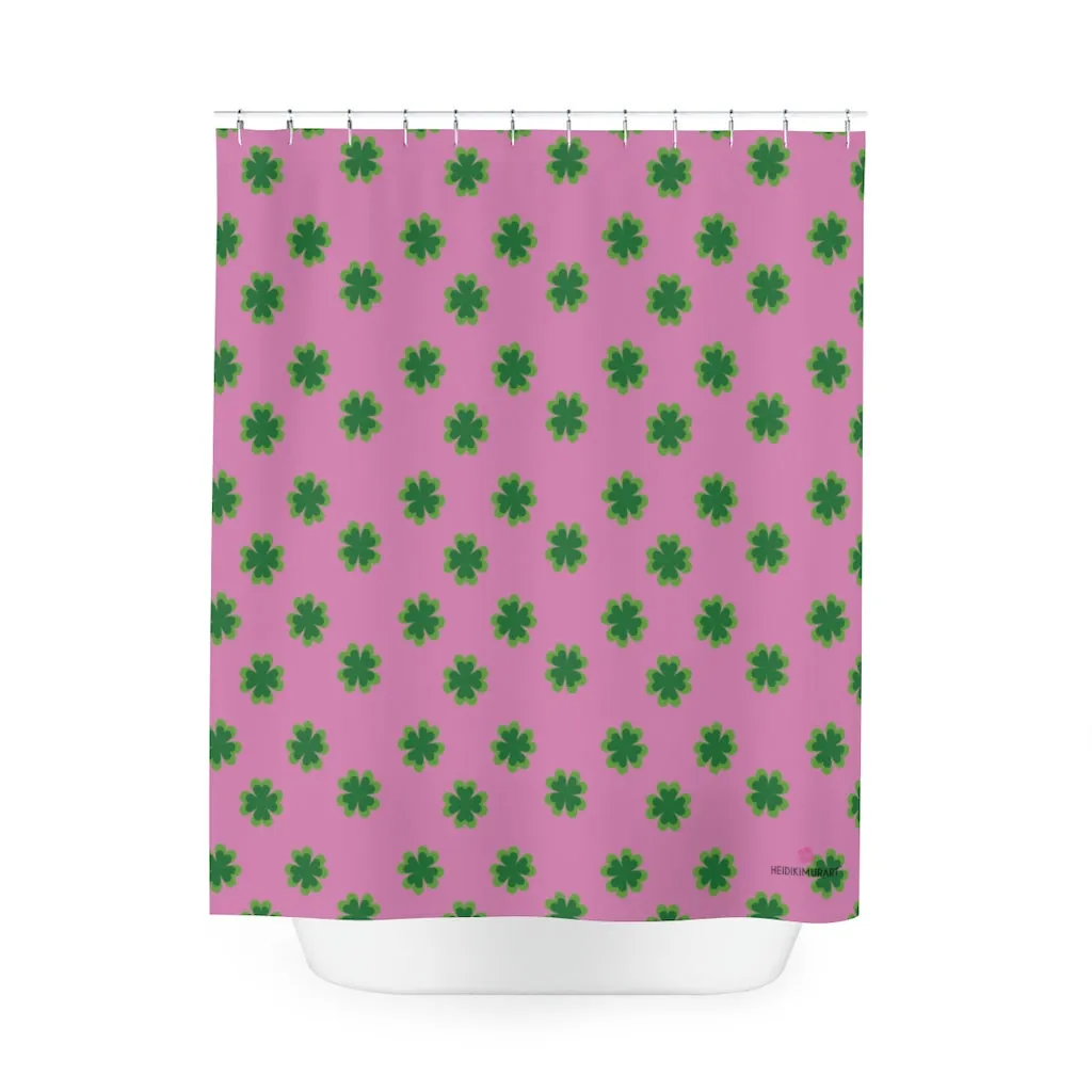 Pink Clover Polyester Shower Curtain