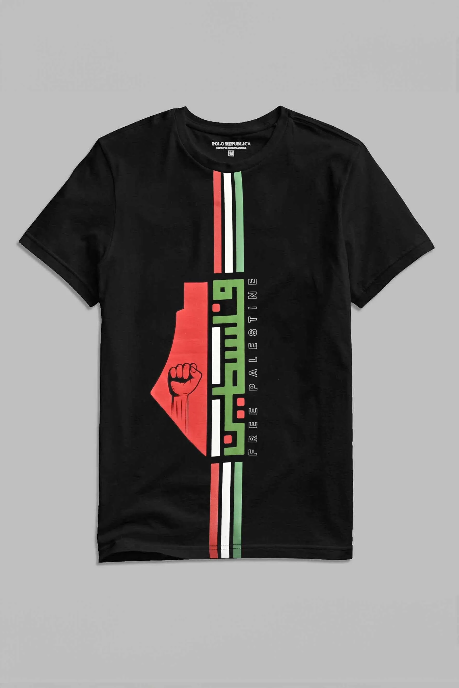 Polo Republica Men's Free Palestine Bold Print T Shirt - 100% Combed BCI Cotton
