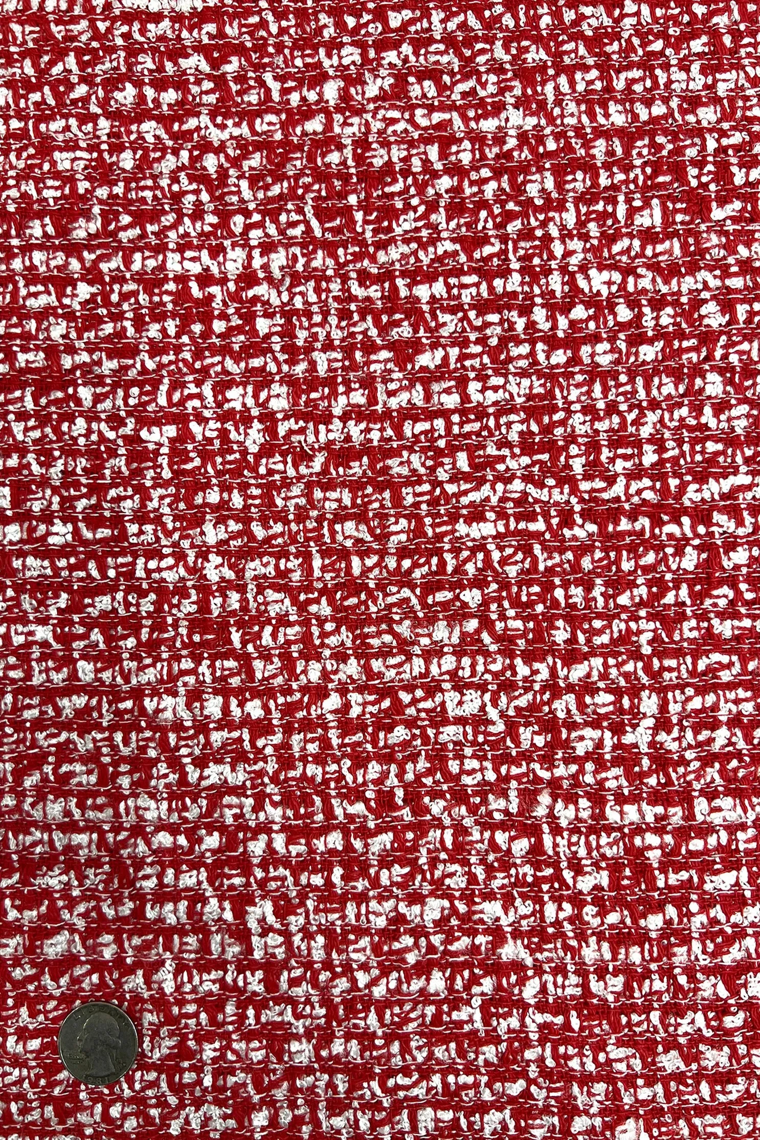 Red/White Silk Tweed Fabric