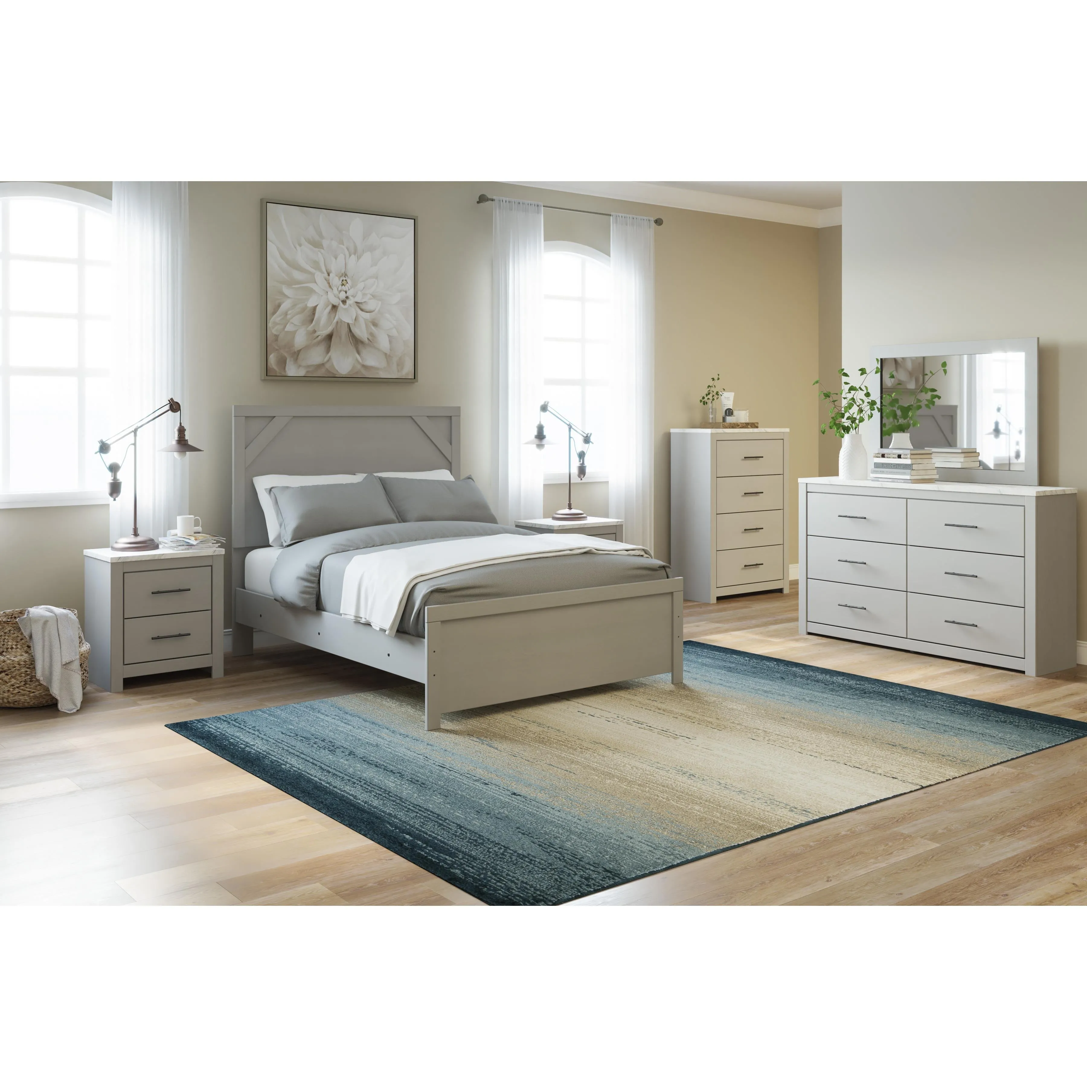 Signature Design by Ashley Cottonburg 6-Drawer Dresser with Mirror B1192-31/B1192-36