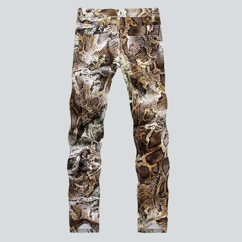 Snake style men's jeans