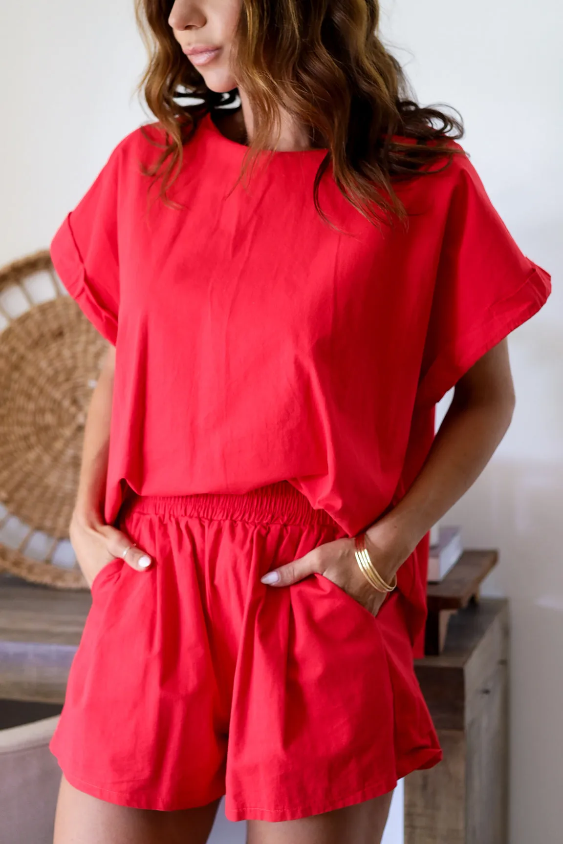 The Alina Top & Short Set- Red