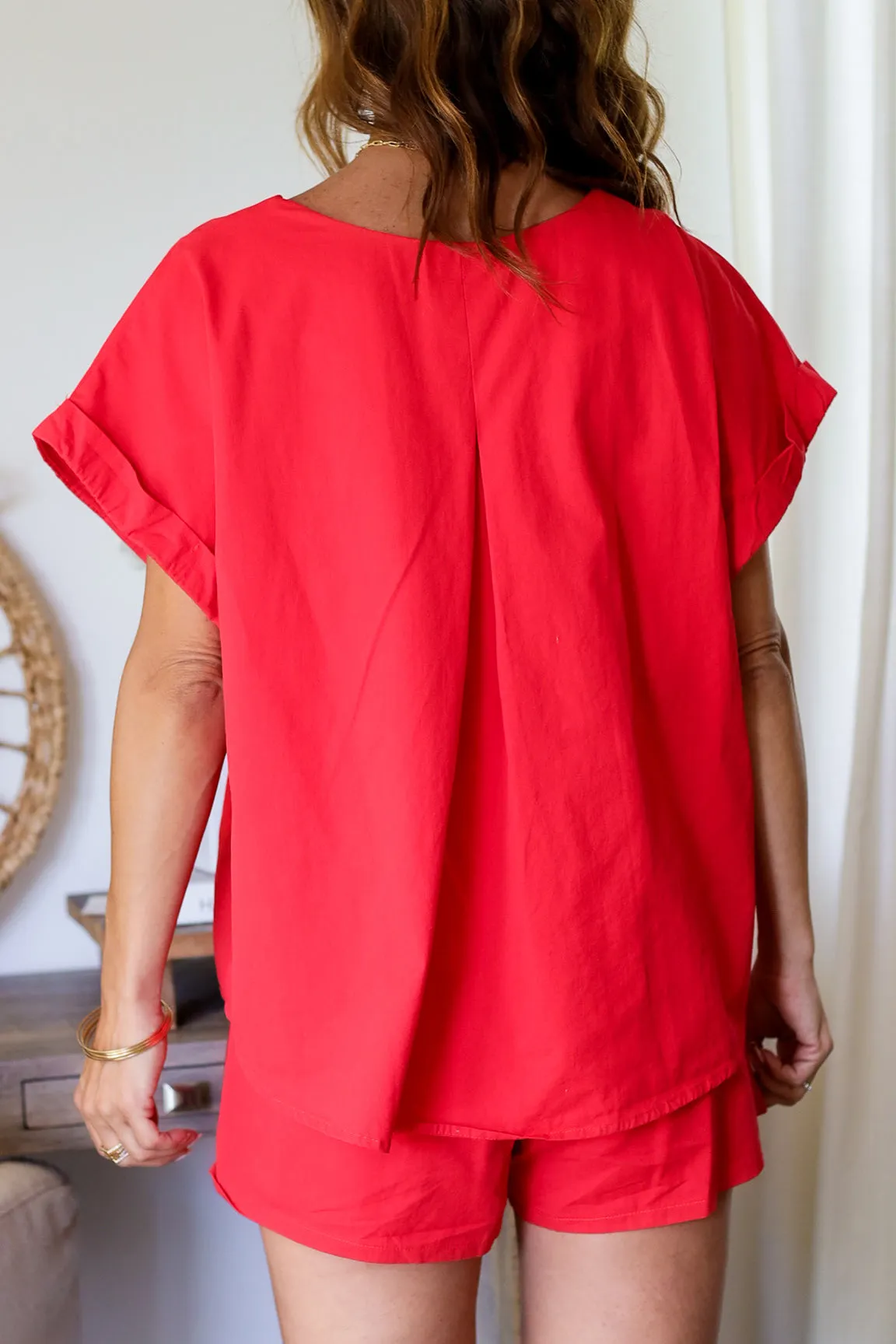 The Alina Top & Short Set- Red