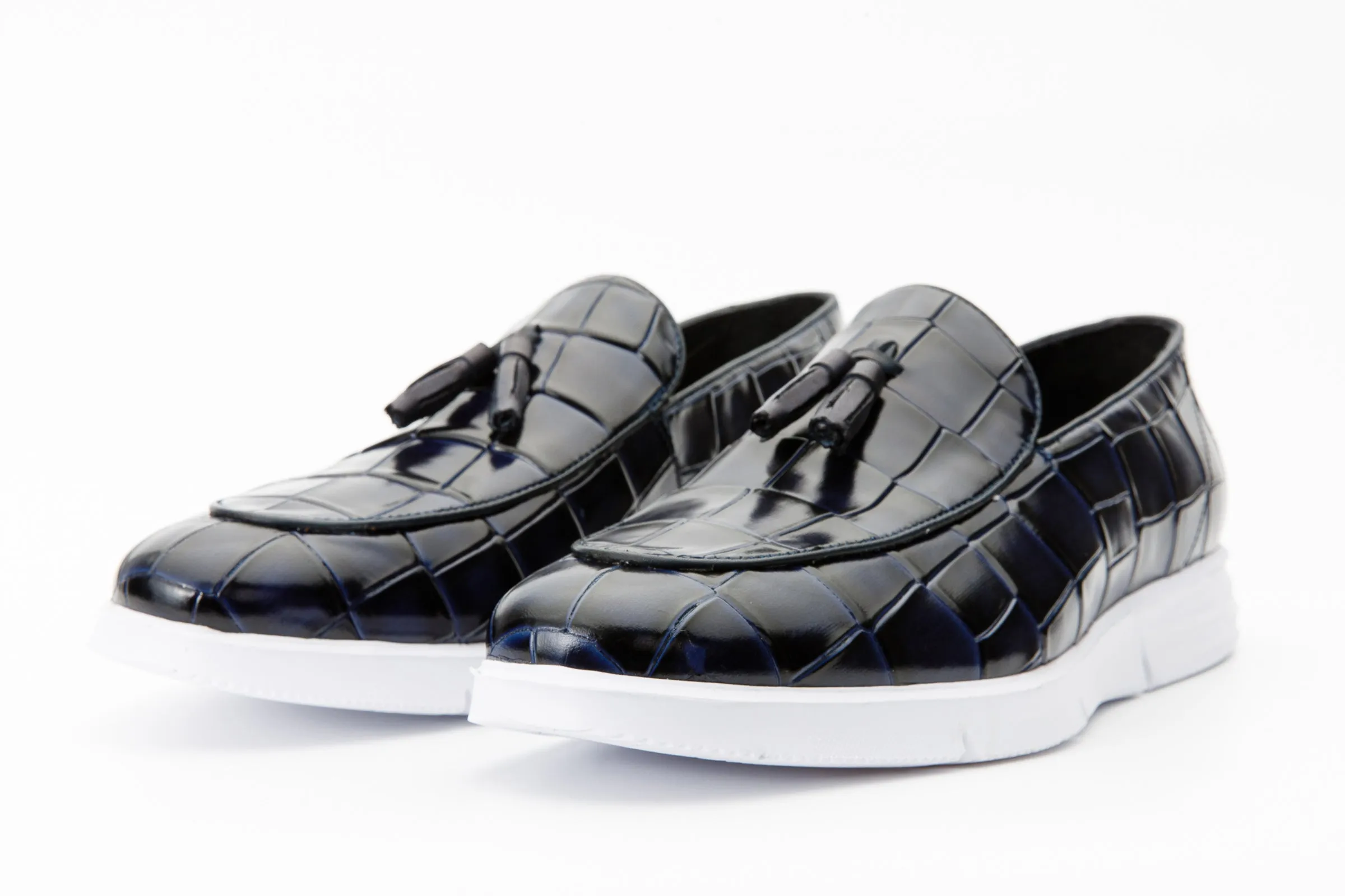 The Parga Navy Blue Leather Tassel Casual Loafer  Men Shoe