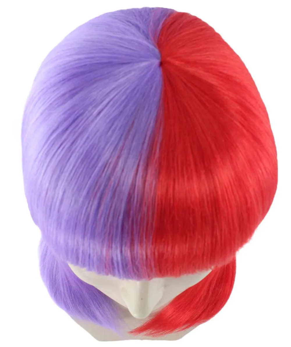 Two-tone Purple Red Bob Womens Wig | Sexy Cosplay Party Halloween Wig | Premium Breathable Capless Cap