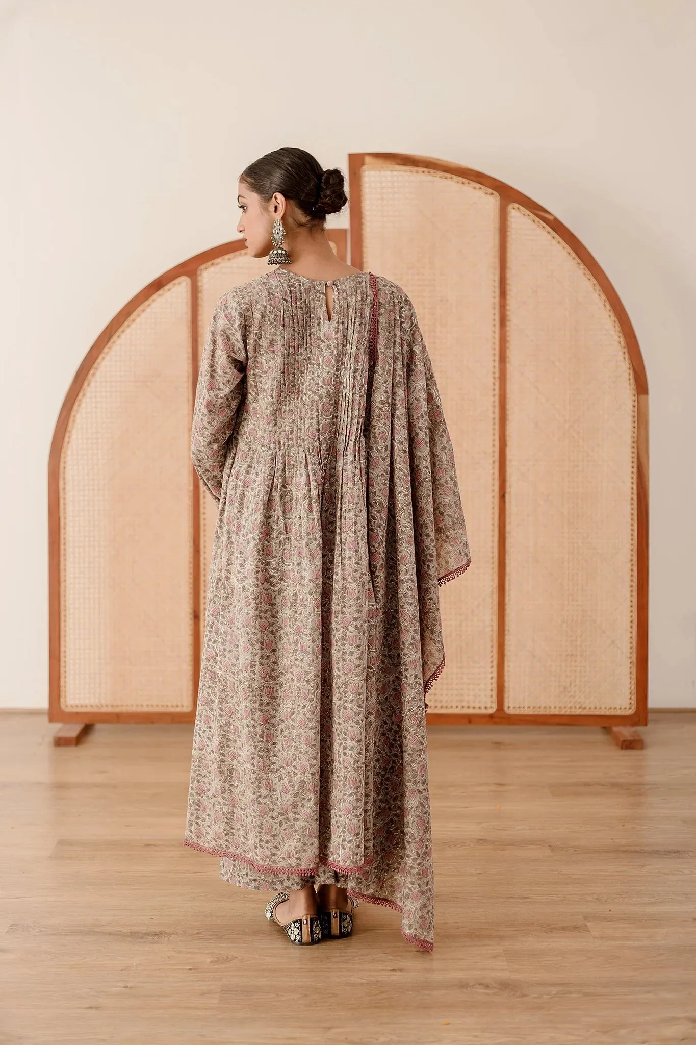 Voil Block Printed Kurta Set