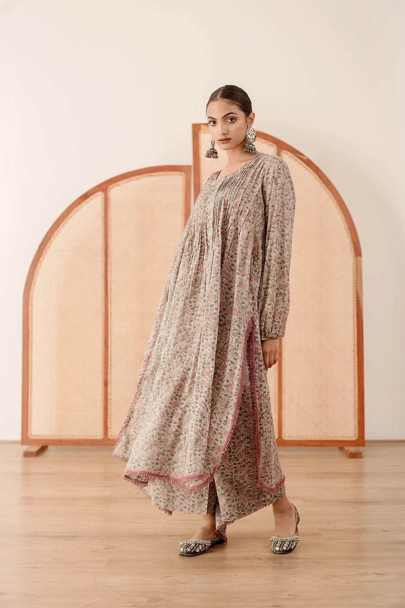 Voil Block Printed Kurta Set