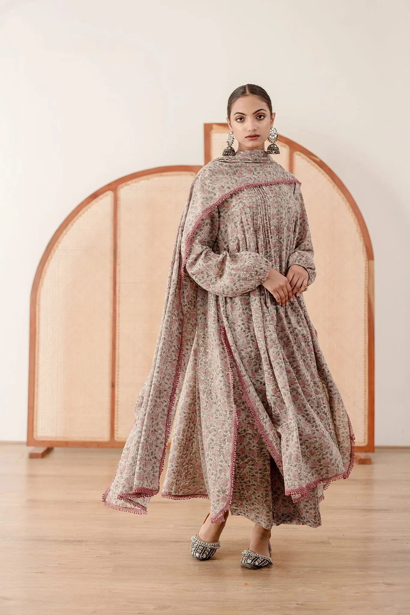 Voil Block Printed Kurta Set