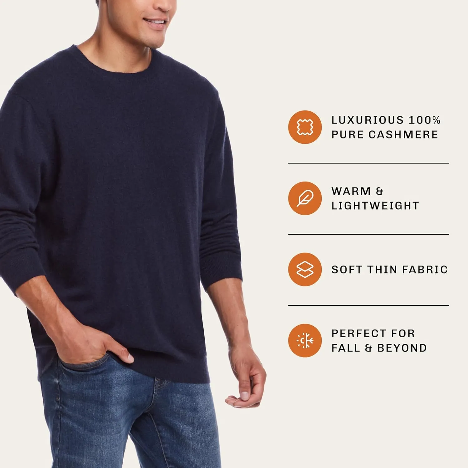Weatherproof Vintage Men's 100% Cashmere Sweater  Ultra-Soft, Warm & Lightweight Pullover for All-Day Comfort (S-XXL)