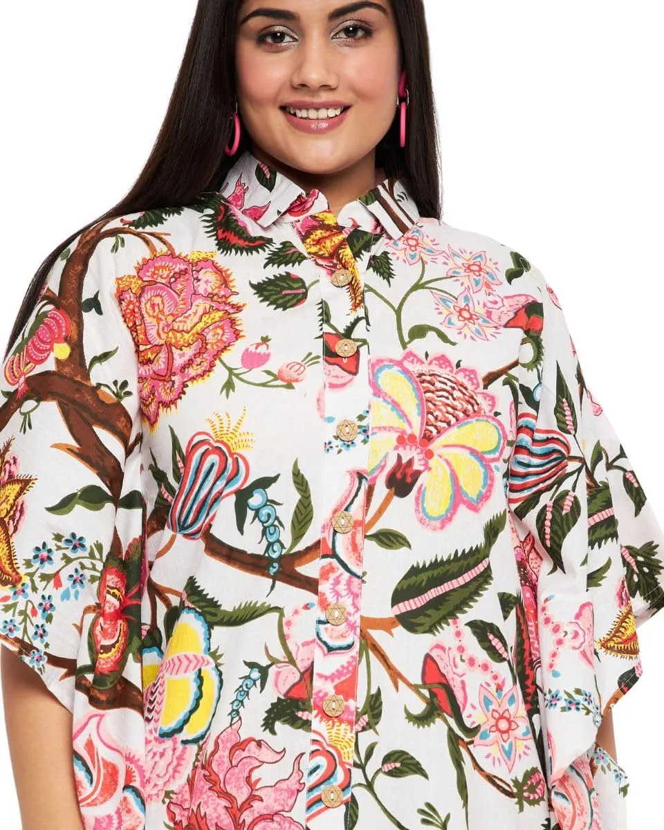 Women Short Kaftan Plus Size Dress Comfortable Cotton Kimono Dresses for Casual Wear