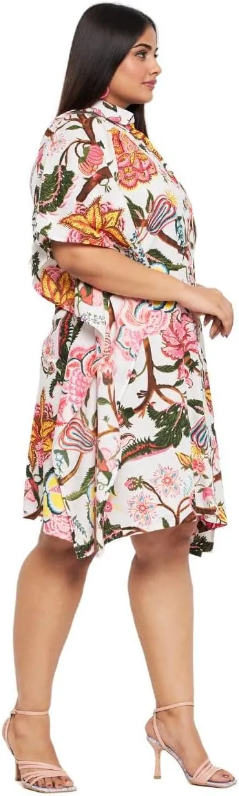 Women Short Kaftan Plus Size Dress Comfortable Cotton Kimono Dresses for Casual Wear