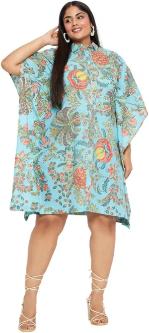 Women Short Kaftan Plus Size Dress Comfortable Cotton Kimono Dresses for Casual Wear