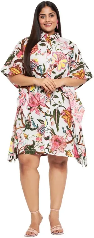 Women Short Kaftan Plus Size Dress Comfortable Cotton Kimono Dresses for Casual Wear