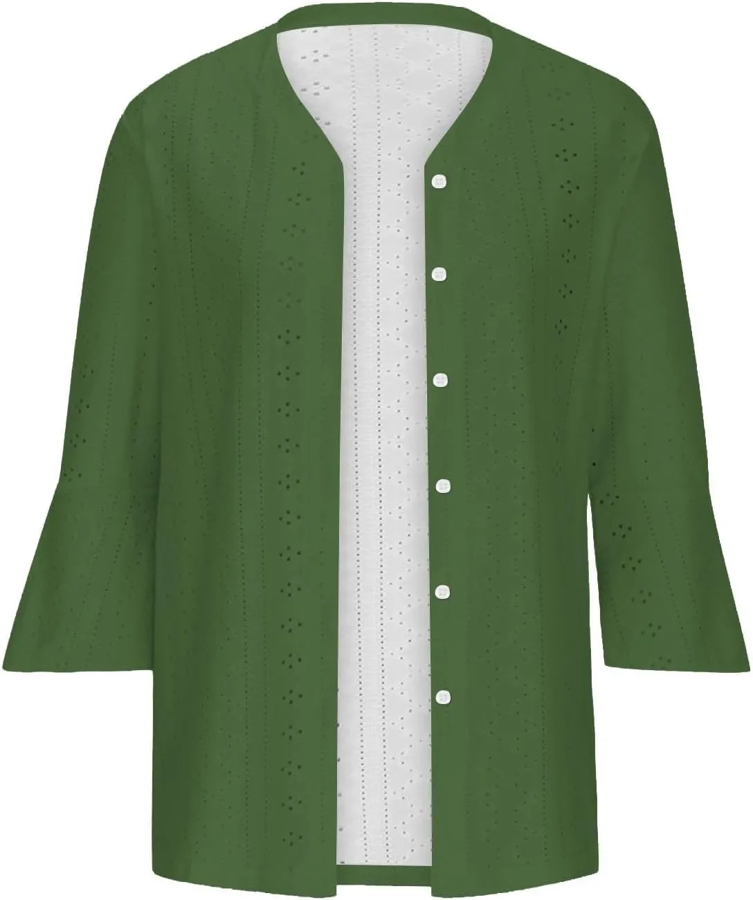 Women's Kimono Cardigans Boho Floral Print Beach Wear Cover Up 3/4 Sleeve Eyelet Embroidery Summer Tops Resort Wear