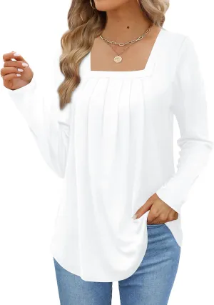 Womens Long Sleeve Shirts Loose Casual Tunic Tops to Wear with Leggings