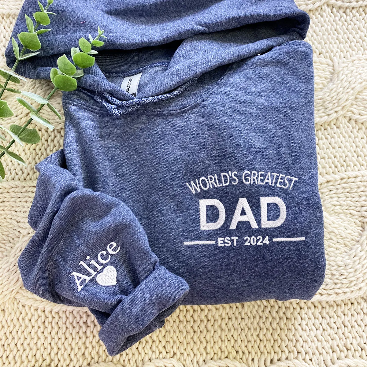 World's Greatest Dad Sweatshirt or Hoodie, Embroidered Gift with Est Year or Kids Names